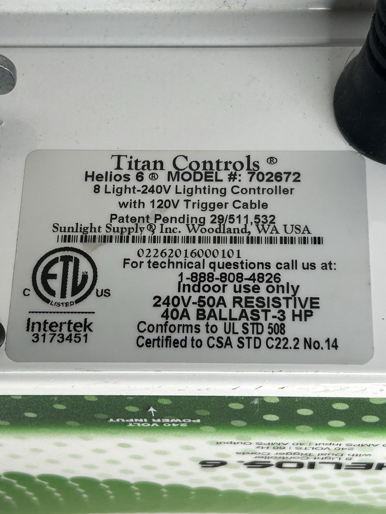 Titan Controls Helios 6, 8 Light 240V Lighting Controller Model #: 702672