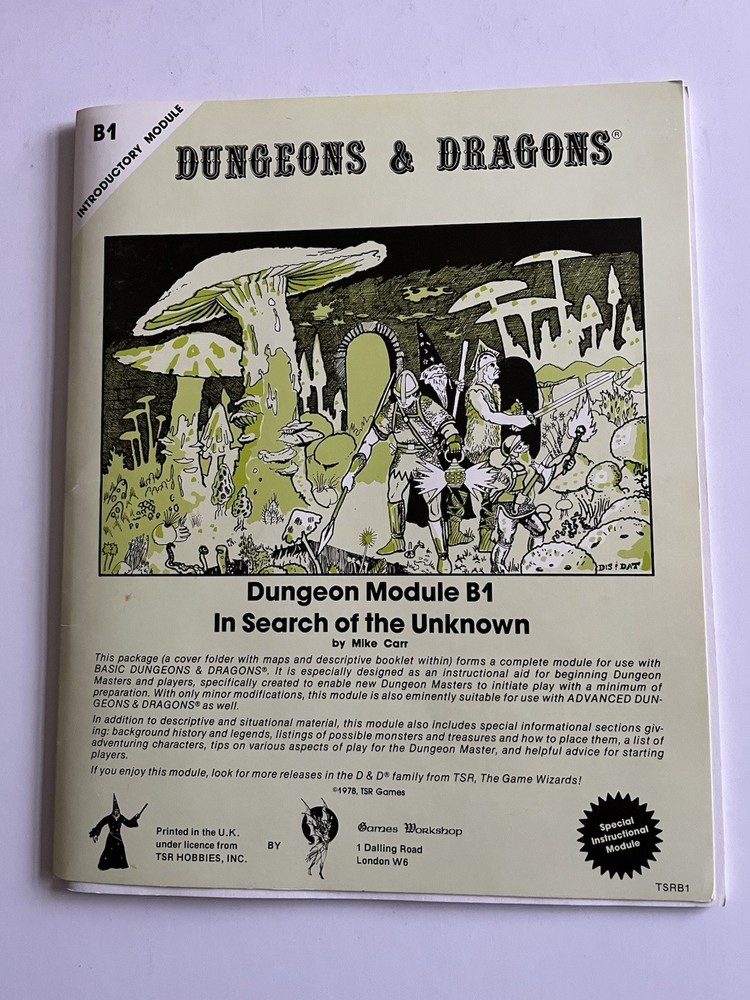 Dungeons and Dragons Basic Set Games Workshop TSR 1978