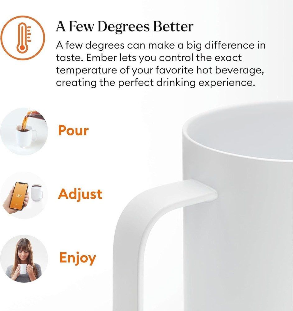 Ember Temp Control Smart Mug 2 - 10 oz White - App Controlled Heated Coffee Cup