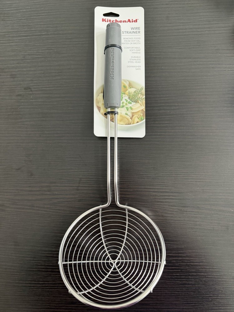 KitchenAid Gray Wire Strainer-Comfortable Soft-Grip Handle & Dishwasher Safe-New