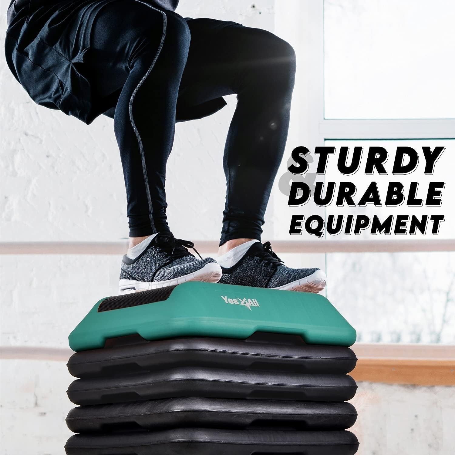 High Aerobic Step Platform & Stackable Risers - Adjustable 4"/6"/8"/10"/12"