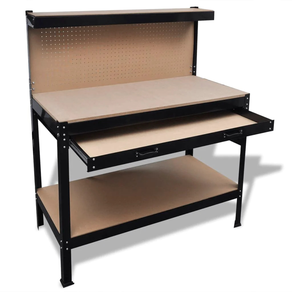 NNEVL Workbench with Pegboard and Drawer