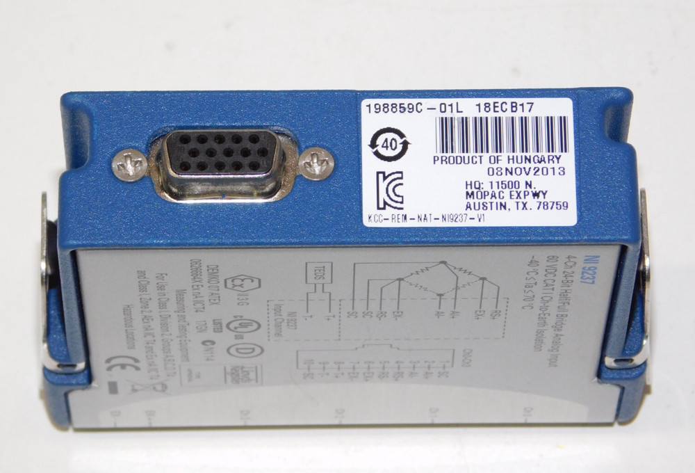 National Instruments 198859C-01L NI 9237 4Ch 24 Bit Bridge Analog Input Module