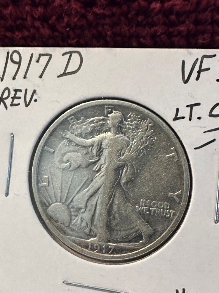 1917 d reverse walking liberty half dollar VF+++ Cleaned