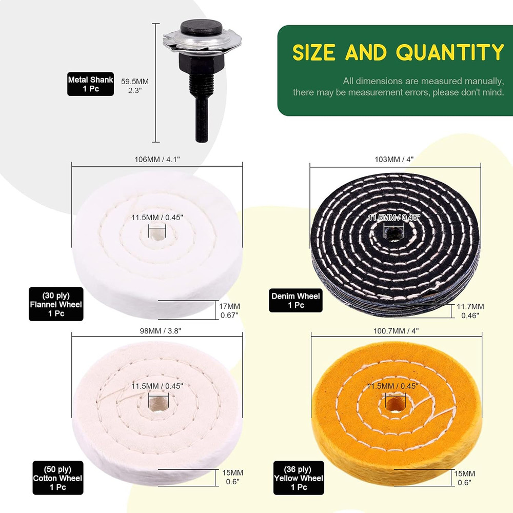 8Pcs 4inch Buffing Polishing Wheel Kit Includes Polishing Compounds, Buffer Whee