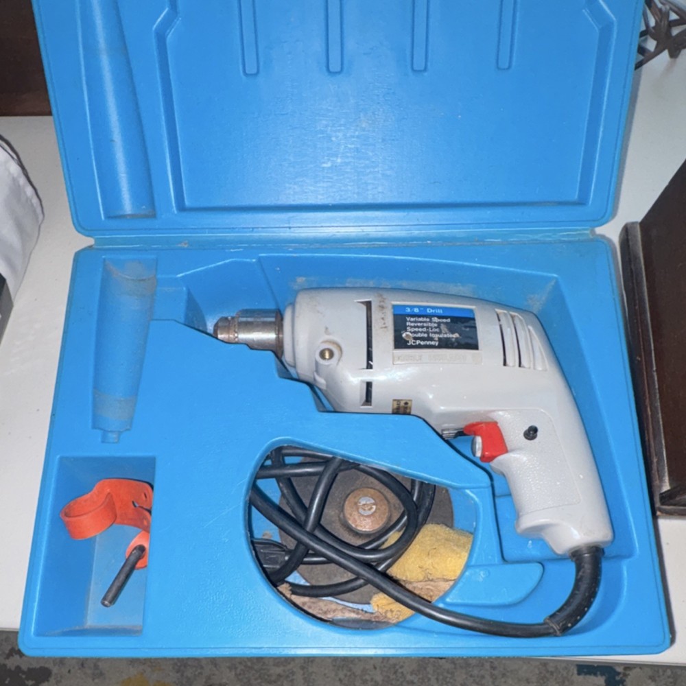 JC Penney 3/8" Corded Drill/Driver 4920 E Variable Speed w/ Case & Key