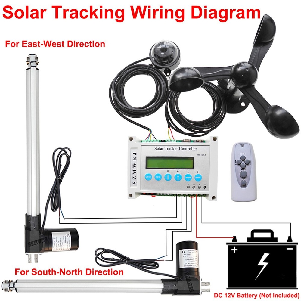 6000N Dual Axis Solar Tracker 18" Linear Actuators 12V Controller Sun Track Kits