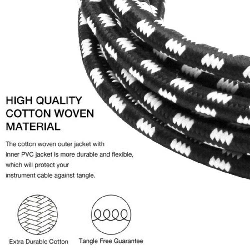 10FT Electric Patch Cord Guitar Amplifier Amp Cable Right Angle 90 Degree