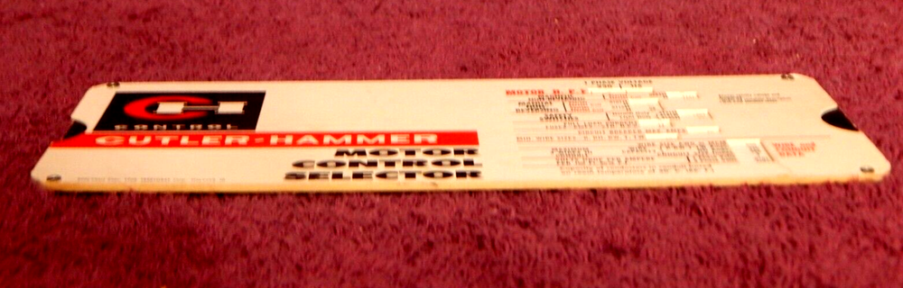 Cutler Hammer Motor Control Selector 1960