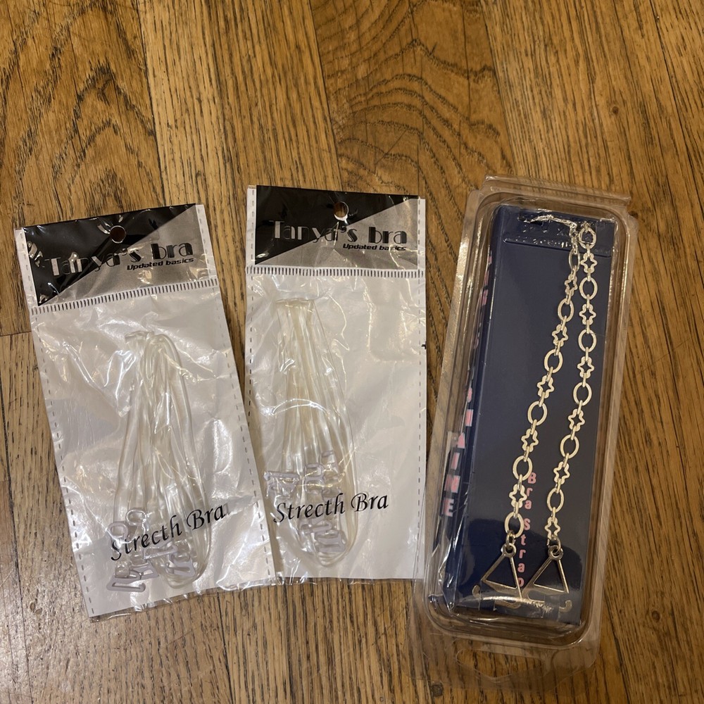 Bundle 3 X Bra Straps Decorative Adjustable Metal And Invisible Clear