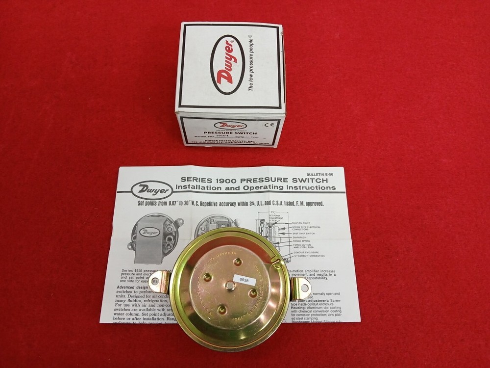 Dwyer PRESSURE SWITCH MODEL NO.1910-1