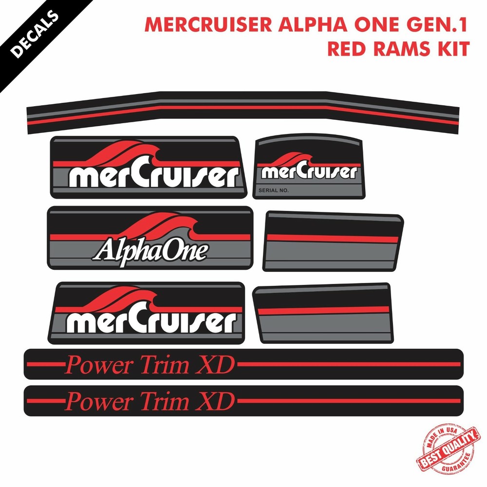 2016 MERCRUISER ALPHA ONE GEN.1 COMPLETE DECALS KIT RED RAMS STICKER SET|50