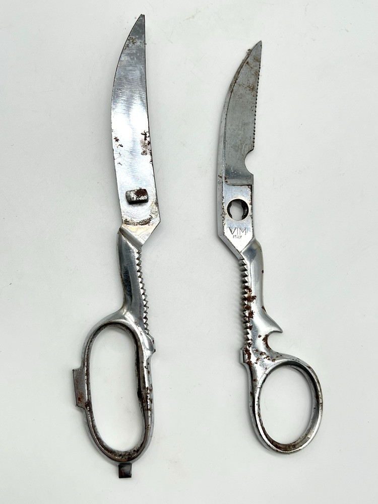 Vintage VIM Italy Curved Blade Kitchen Shears Scissors - Silver