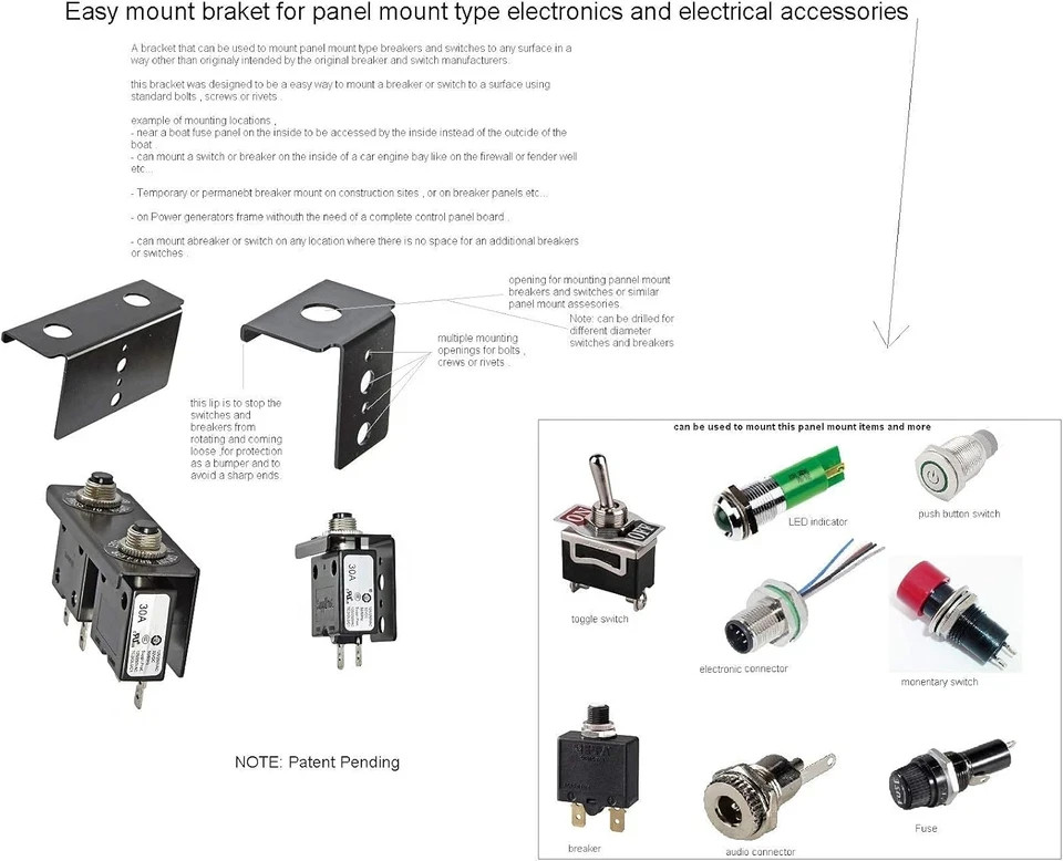 Bracket for Panel Mount Electrical Components like Push Button Circuit Breaker ,