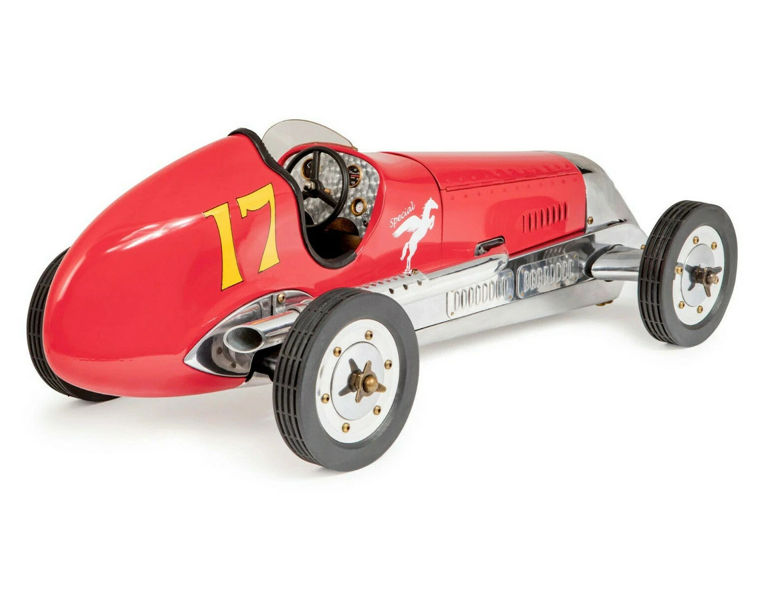 BB Korn Red 1930s Tether Car Aluminum Model 21" Replica Racing Spindizzy New