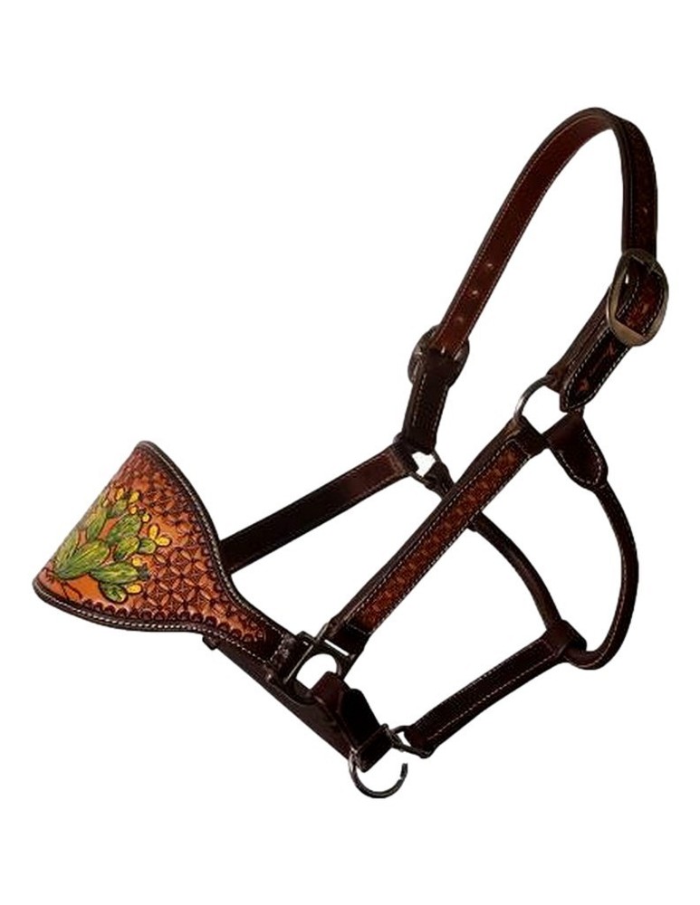 Professionals Choice Halter Tooled Painted Brown Cactus 3PLBH-CA
