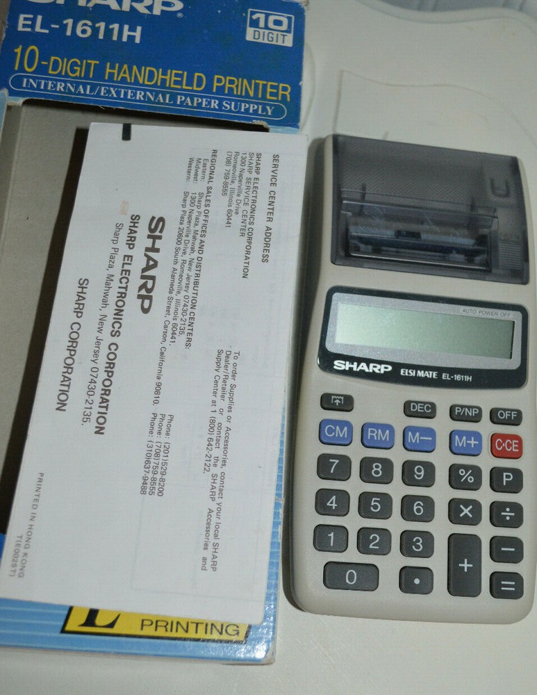 VTG SHARP HANDHELD PRINTER EL-1611H 10-Digit Large Display Printing VGC