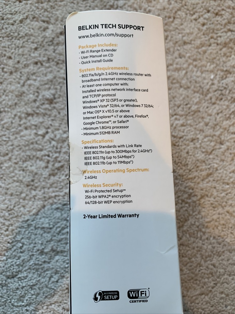 Belkin Wi-Fi Range Extender Open Box