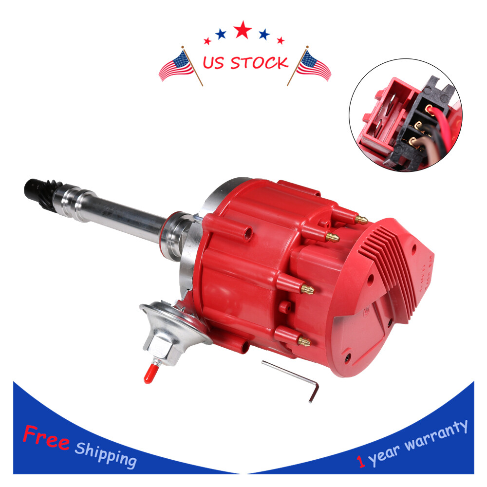 Racing HEI Distributor w/ Super Coil For SBC Chevy 305 350 400 Small Block Red