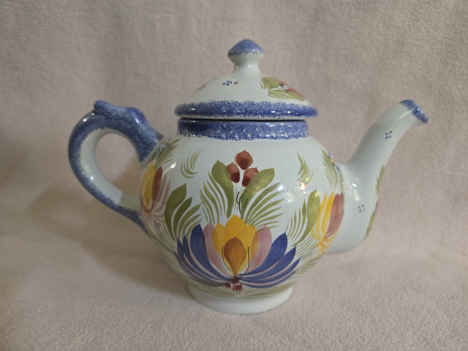 Vintage Henriot Quimper  HB French Faience Fleuri Royal Teapot