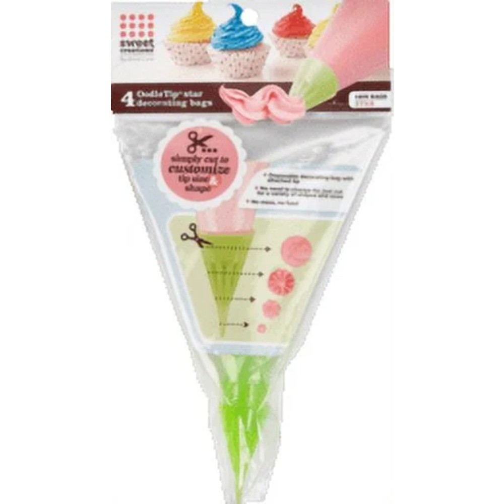Oodle Tip Decorating Bag, Star-Shape, 4-Count