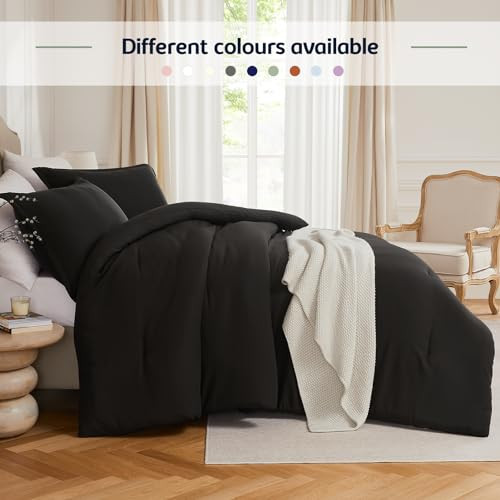 Full Comforter Sets Black,3PCS Soft Lightweight Breathable Bedding Comforter