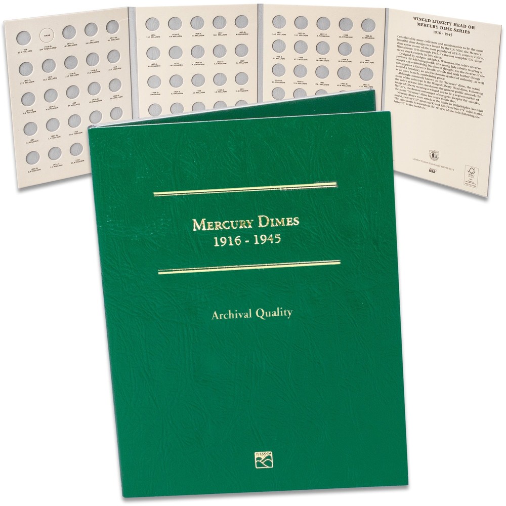 1916-1945 Mercury Dime Folder Coin Storage