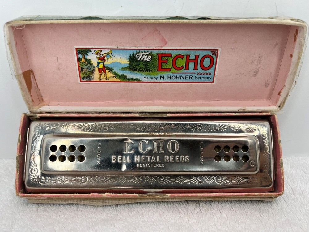 Hohner 1930s Echo Harp Harmonica 56 C/G with original box