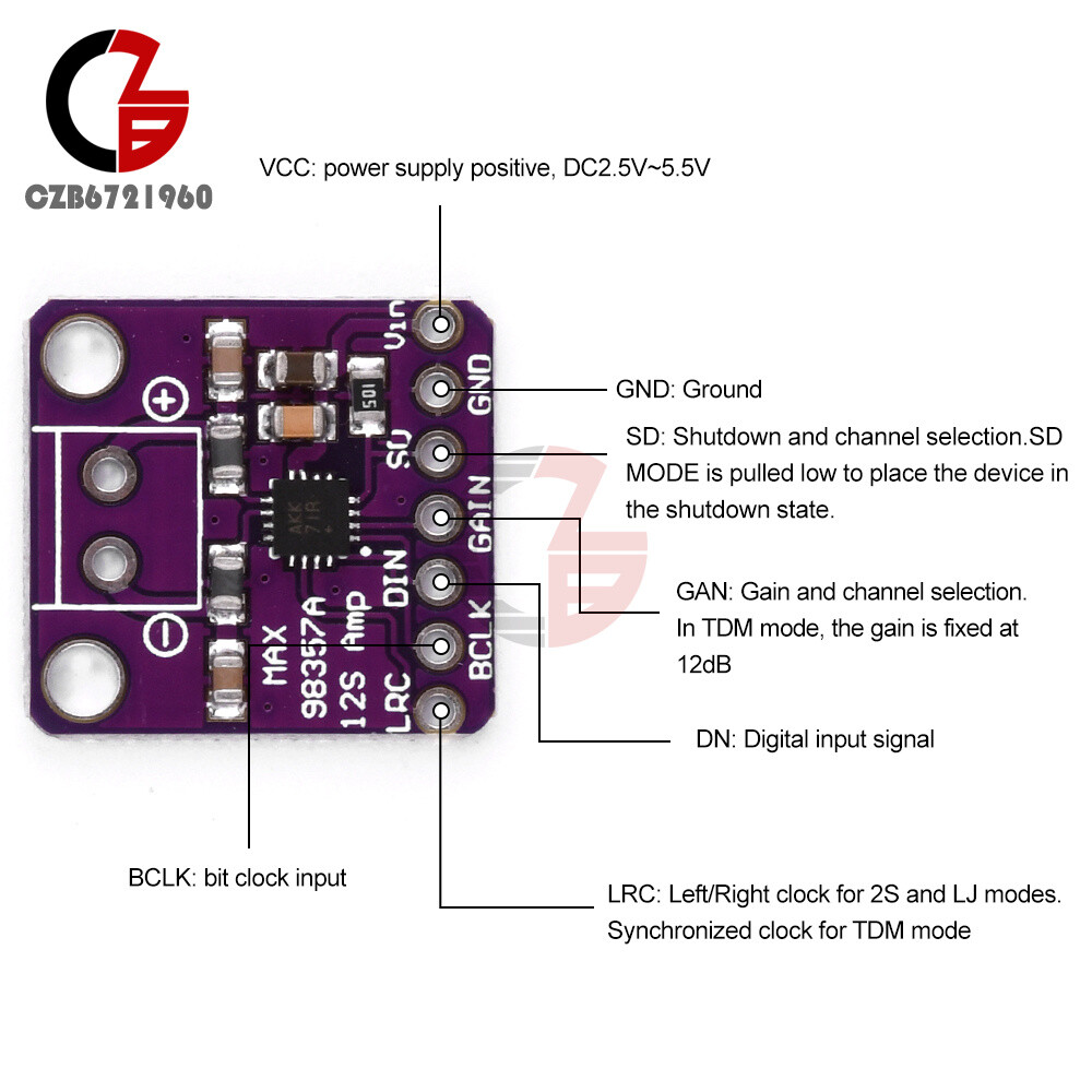 1-5PCS Max98357 Amplifier Module Filterless Audio Board For Raspberry Pi ESP32