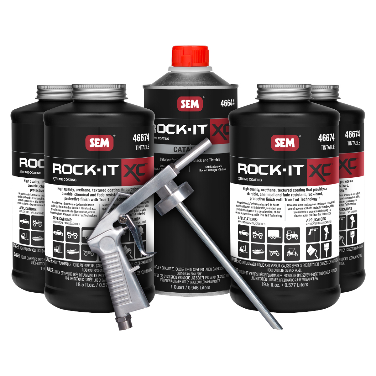 SEM 46670 Rock-It XC Tintable Truck Bed Liner and Protective Coating Kit w/ Gun