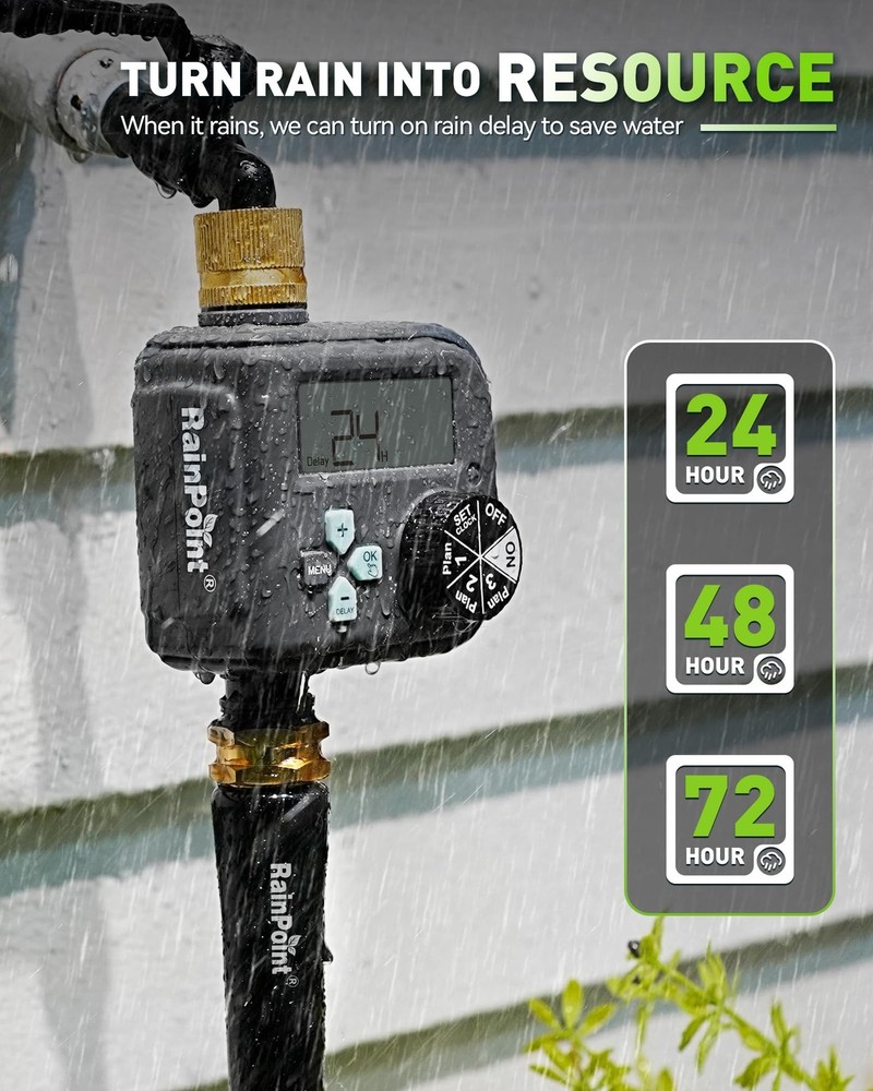RAINPOINT Sprinkler Timer with 3 Different Programs, Waterproof Hose Timer Br...