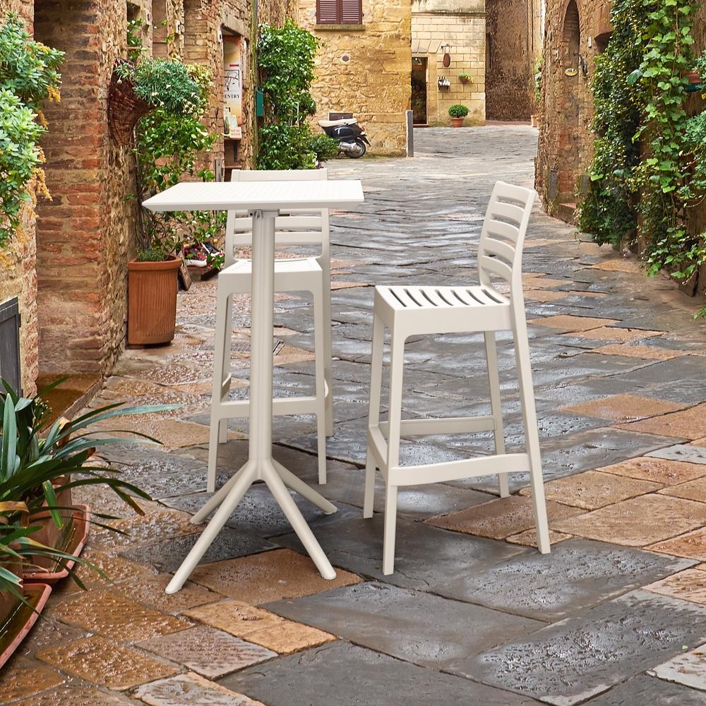 Sky Ares Square Bar Set with 2 Barstools White
