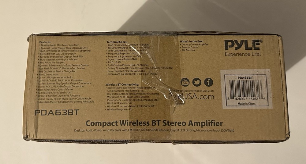 Pyle 200W Wireless BT Streaming Amplifier, Multi-Channel Home Audio Receiver