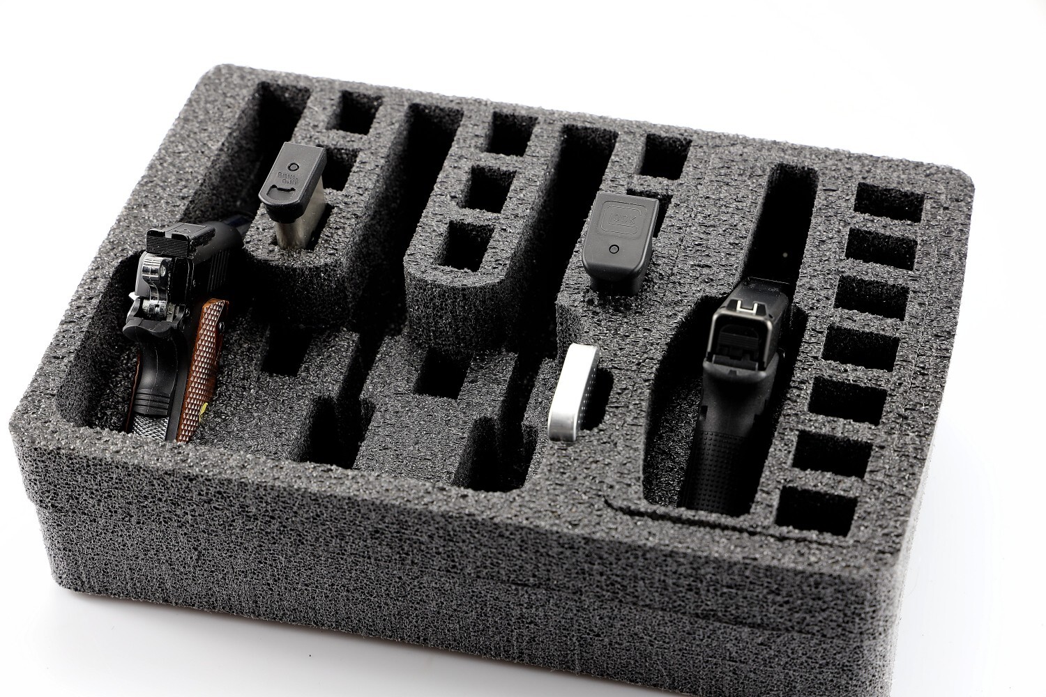 Precut 4 pistol handgun gun removable tray fits Pelican 1450 Apache 3800 case