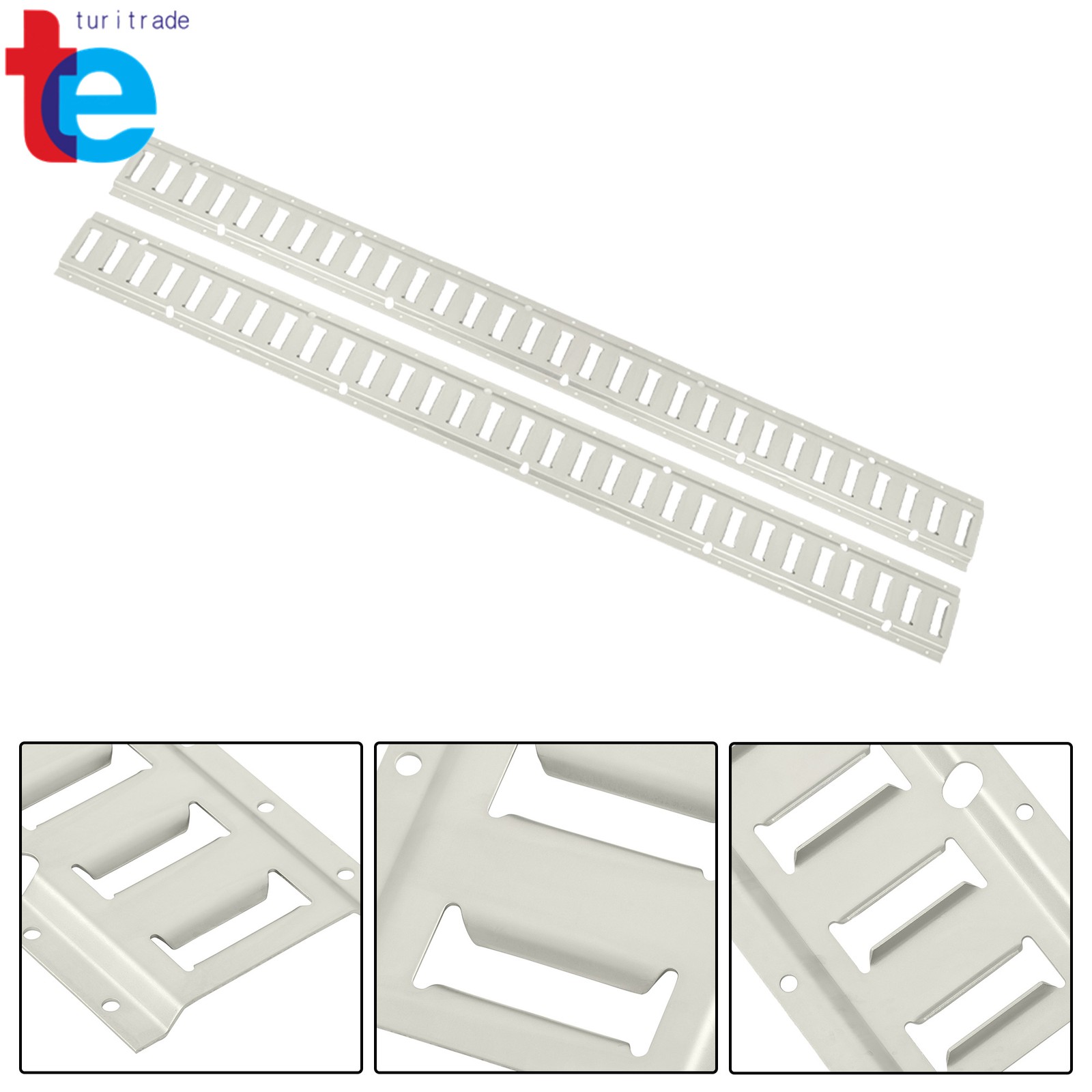 Set of (8) Galvanized Steel 5' Horizontal E-Track Rails for Trailer/Truck/Van