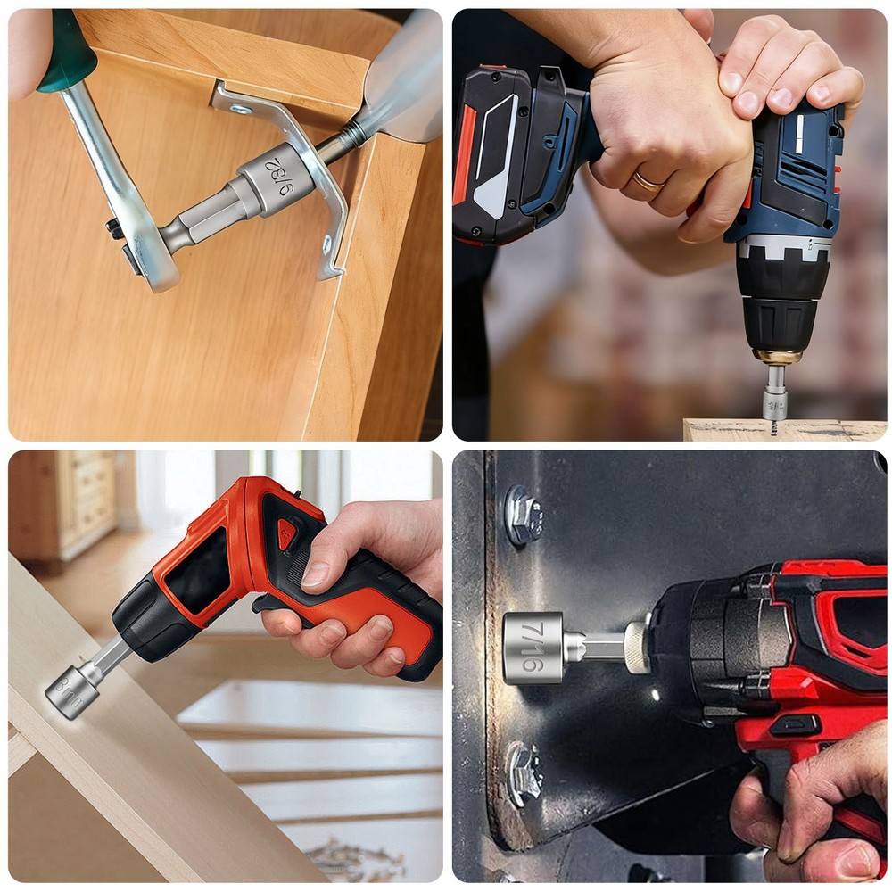 23pcs Power Nut Driver Drill Bit Set Socket Bit Adapter Metric & SAE Socket