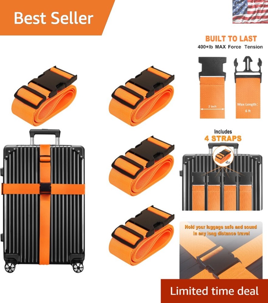 Adjustable 6-Foot Nylon Luggage Straps for Easy Baggage Identification - 4 Pack