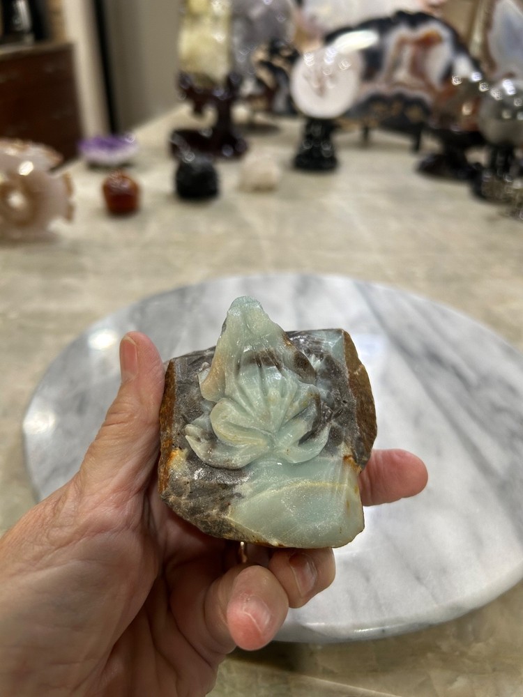 Natural Amazonite hand carved Frog