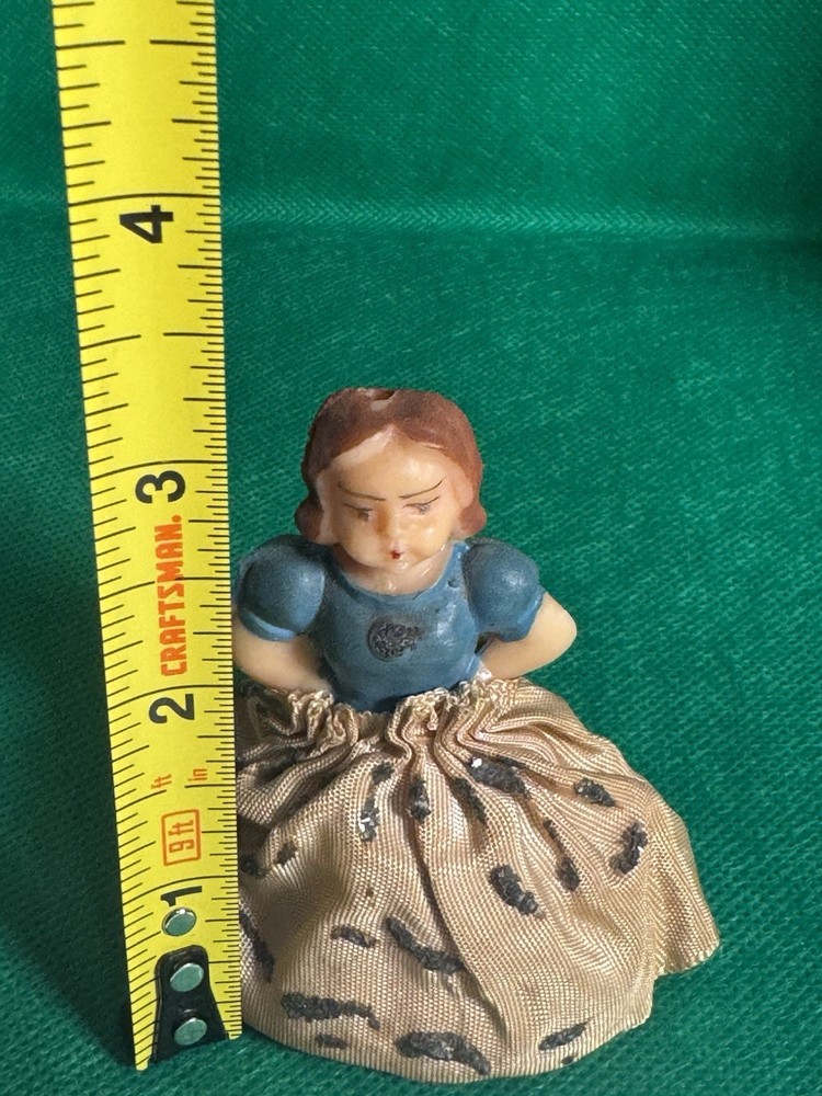 Vintage Lady Bust Spool String Pull Toy