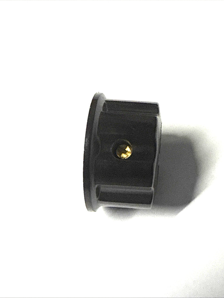one black knob OD = 27 mm for 6 mm shaft 0.25 inch+ chrome inlay