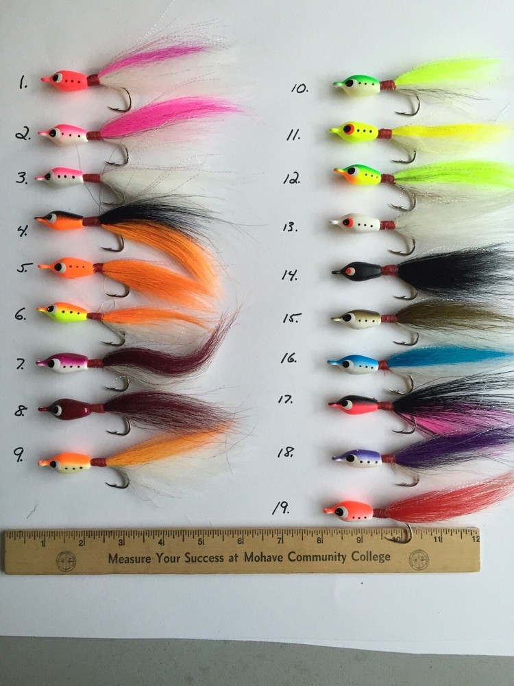 FLOATING JIGS, 12, 3/0 HOOK, ASSORTED COLORS, FLUKE CANDY