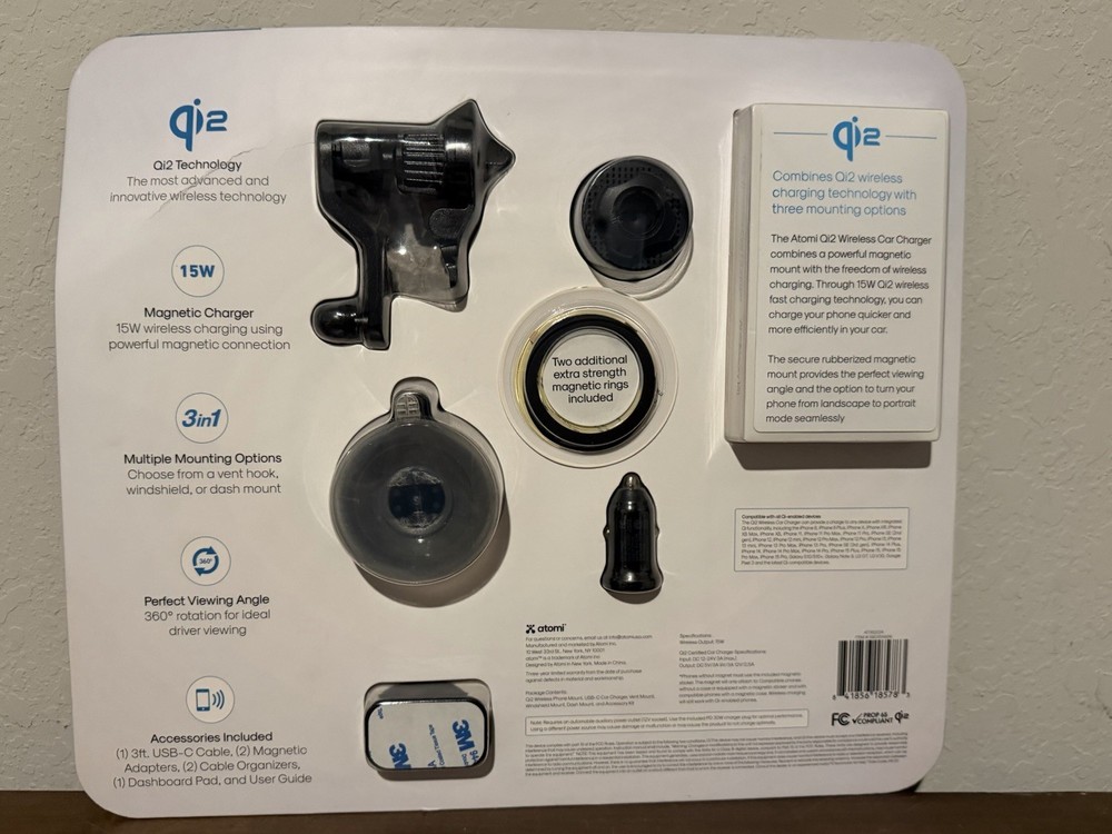 New Atomi Qi2 Wireless Car Charging Kit