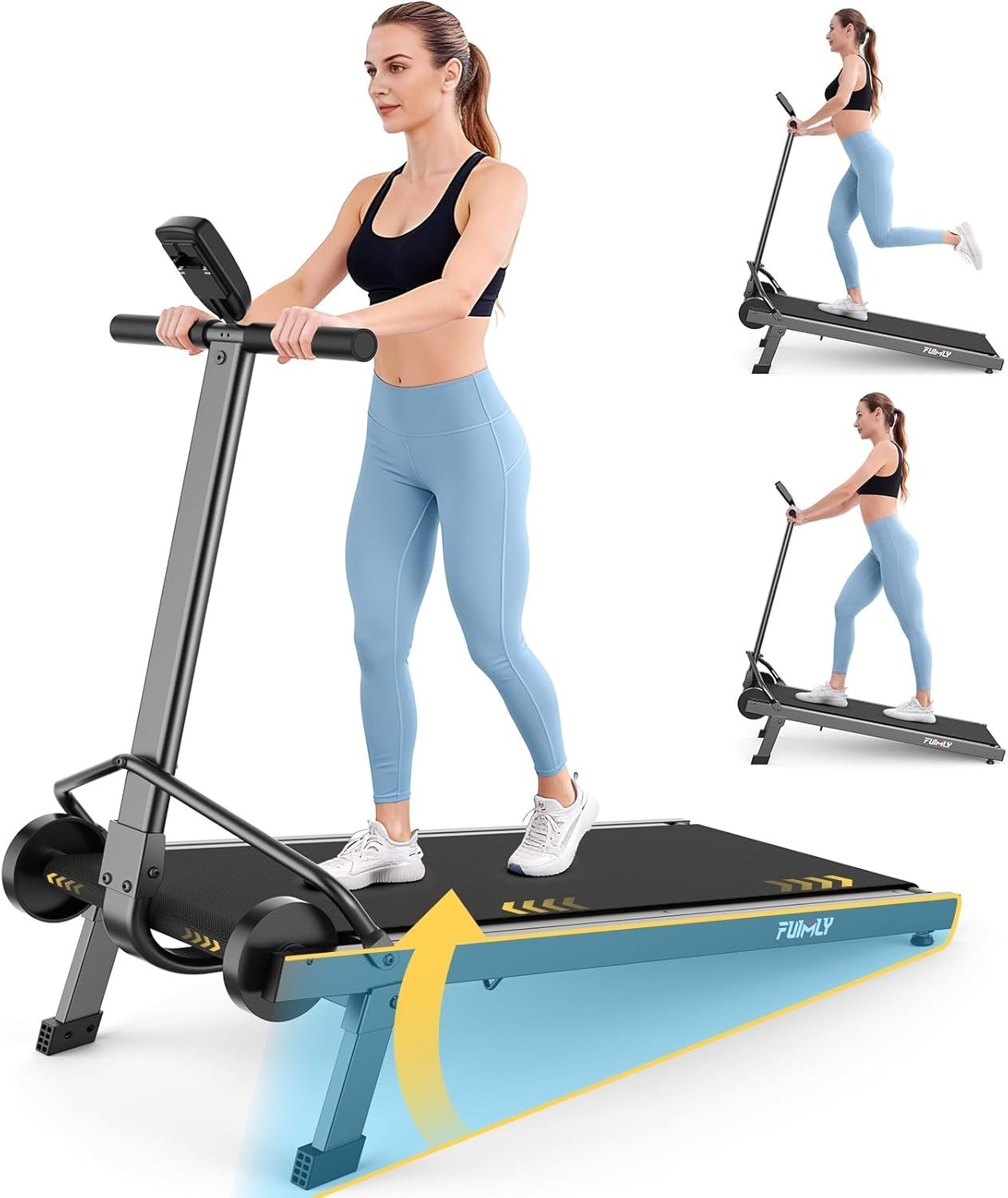 Manual Walking Pad Treadmill with Incline 20%, Foldable Treadmill w/Handle Bar🔸