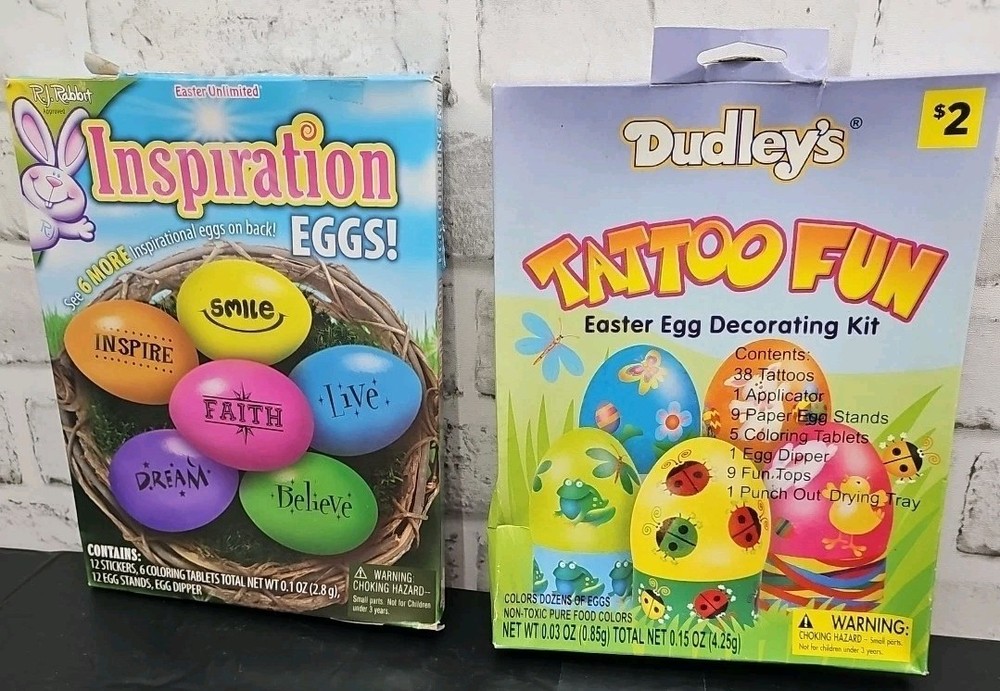 Vtg Easter Egg Dying Decorating Kits Inspirational, Character, Insects, & More