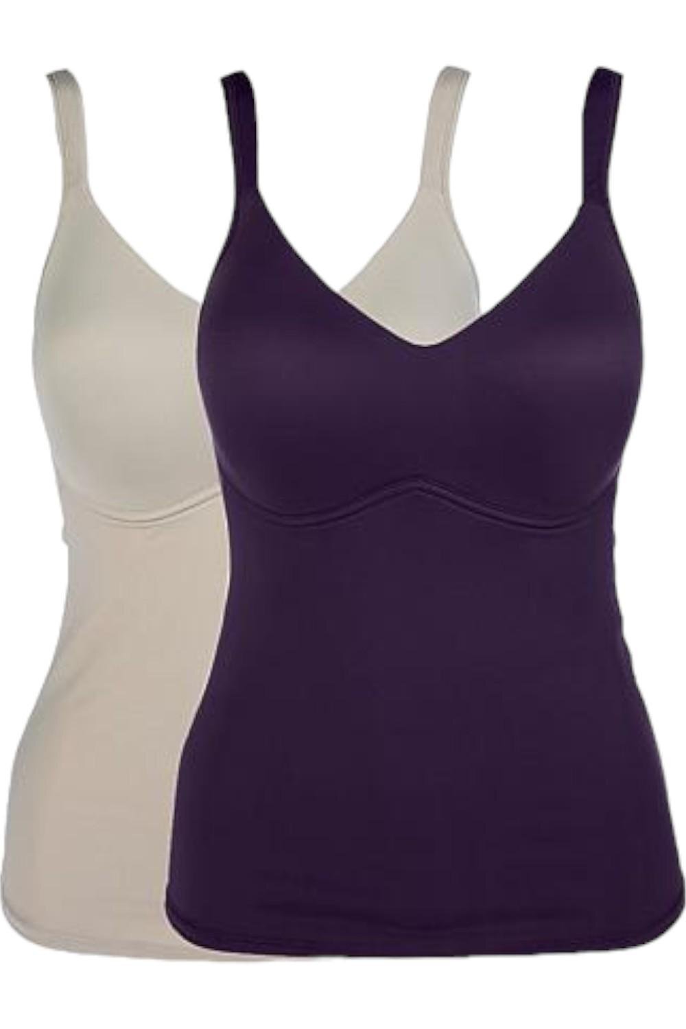Rhonda Shear 2-pack Molded Cup Cami Tank Top Gray/Wineberry Purple