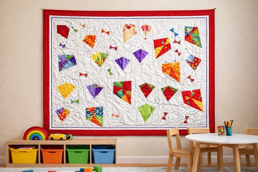 Vintage Patchwork Quilt – Kites / Whimsical Design