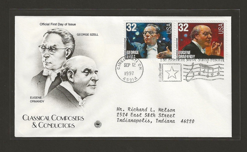 1997 US 32c Classical Composers & Conductors FDC Szell & Ormandy Scott #3165a