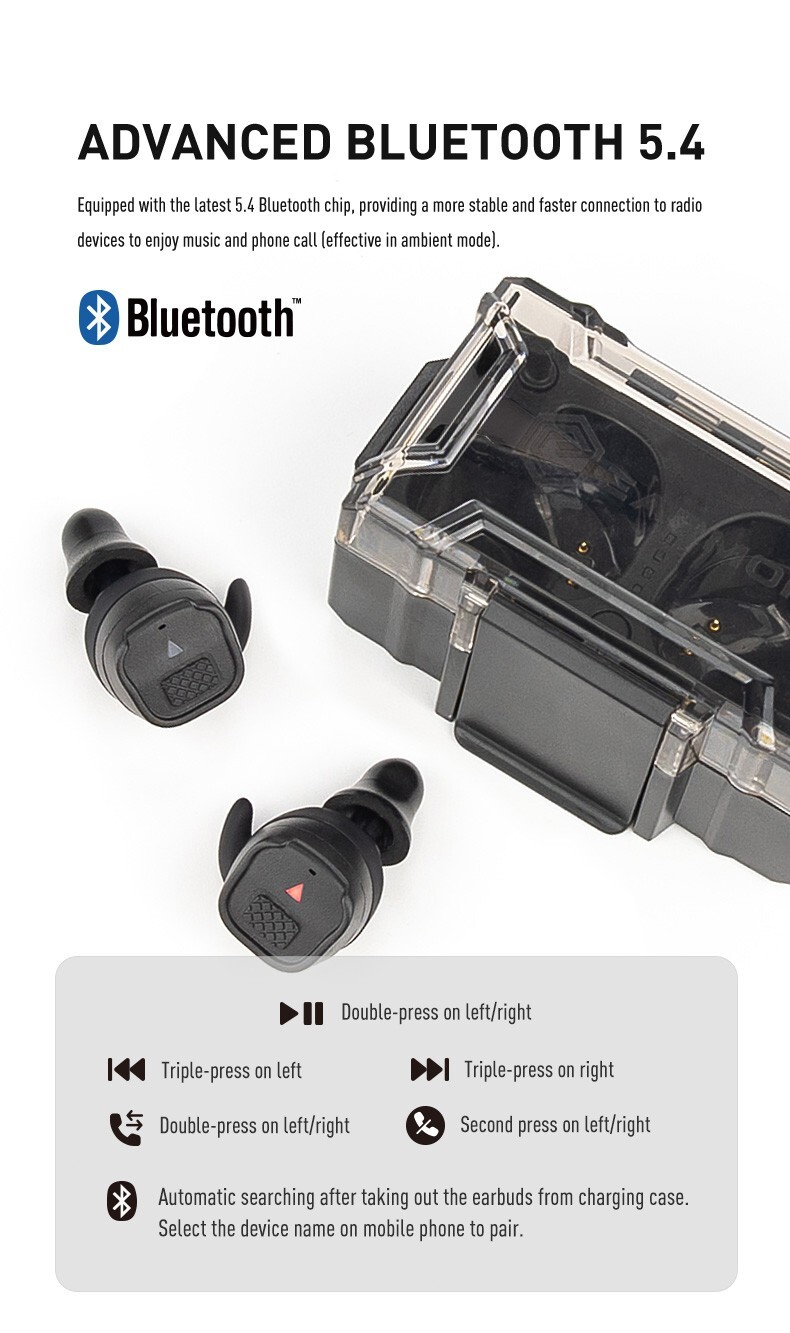 EARMOR M20T Pro Electronic Shooting Ear Protection, NRR 30dB Bluetooth 5.4