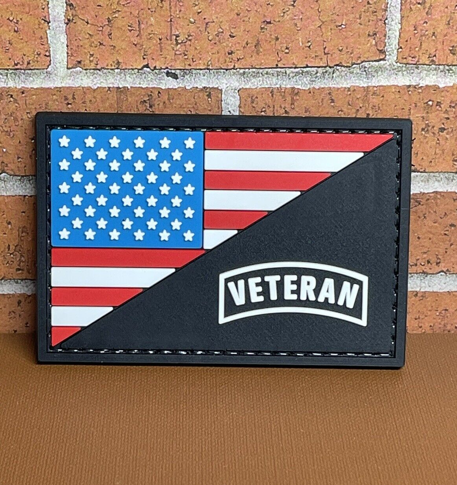 PVC Tactical Morale Patch - USA Veteran Flag Patch - United States Patch
