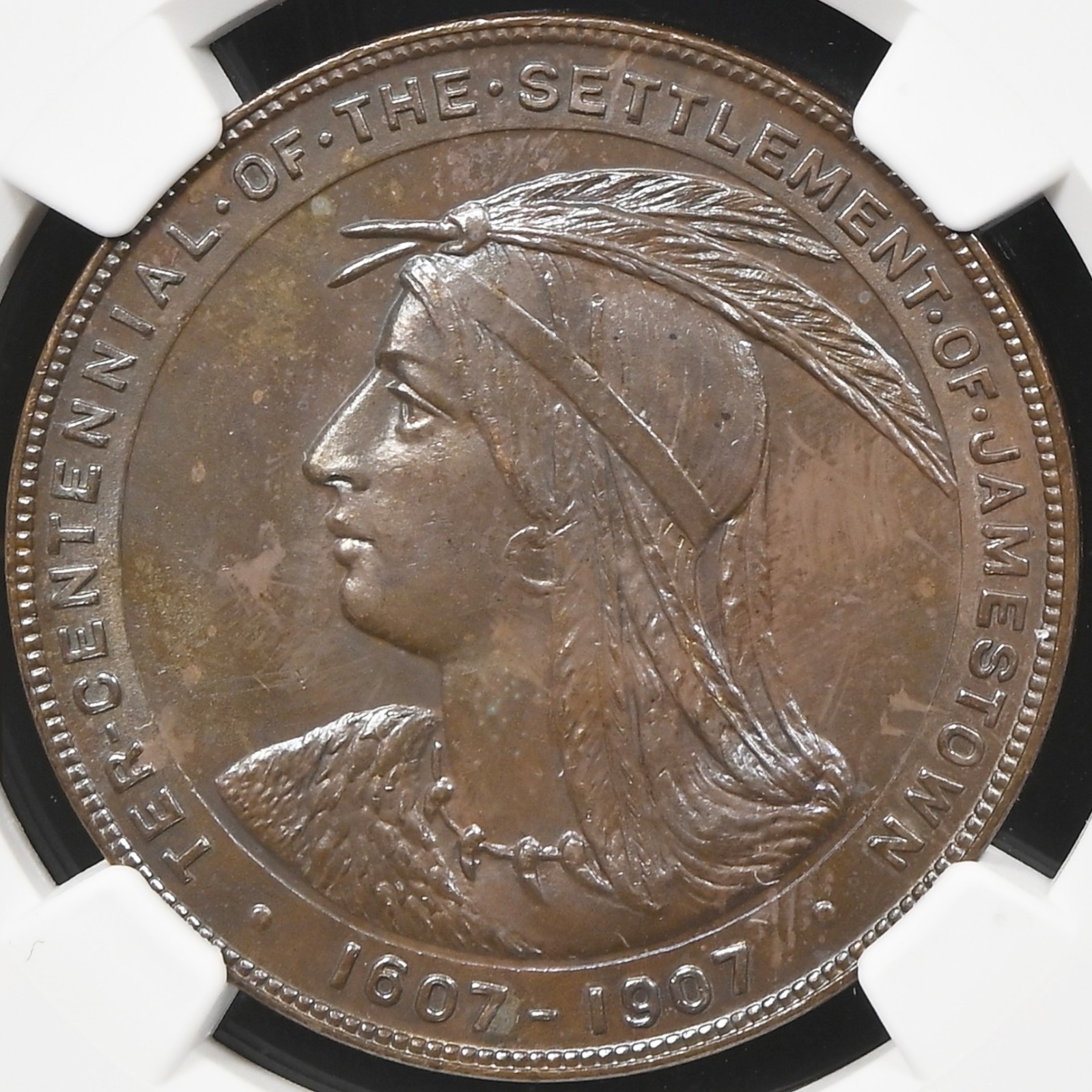 1907 Jamestown Expo Official Medal - HK-346 - MS63 NGC - Virginia Token 300th